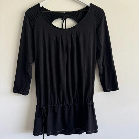ALO Yoga Black Keyhole Open Back Cinch Waist 3/4 Sleeve top size XS - Picture 1 of 9